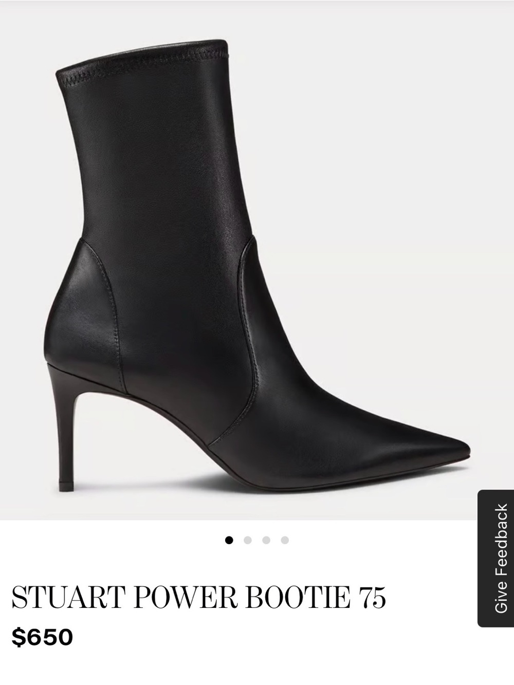 Power Bootie 75 — Black Leather Ankle Boot
